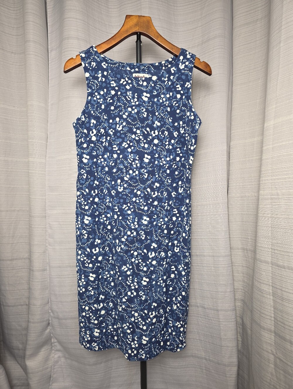 Fabindia India Cotton Linen Printed Midi Dress S Pockets Sheath Old Money Sheath
